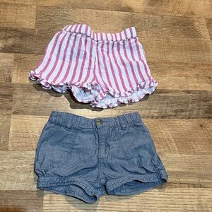 Striped Pink and White Shorts & Blue Shorts-size 4